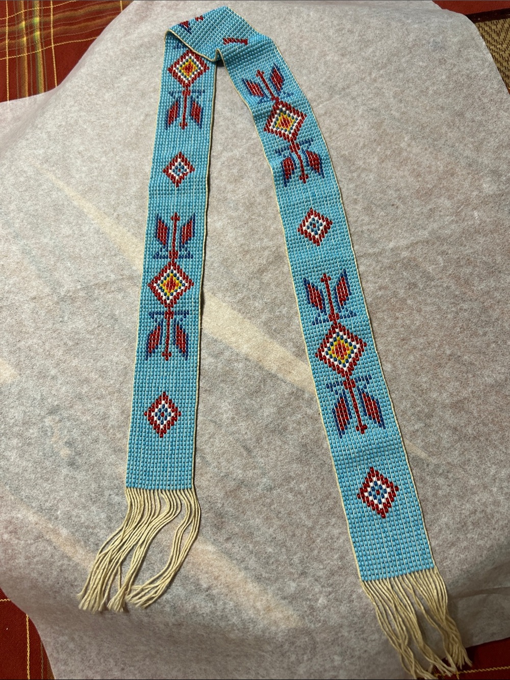 Native American Style Beaded Hatband Vintage New Unused Geometric Pattern